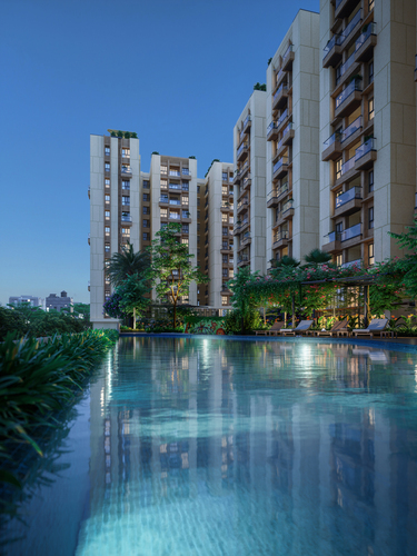 Vayu — an Adya Group high-rise at dusk